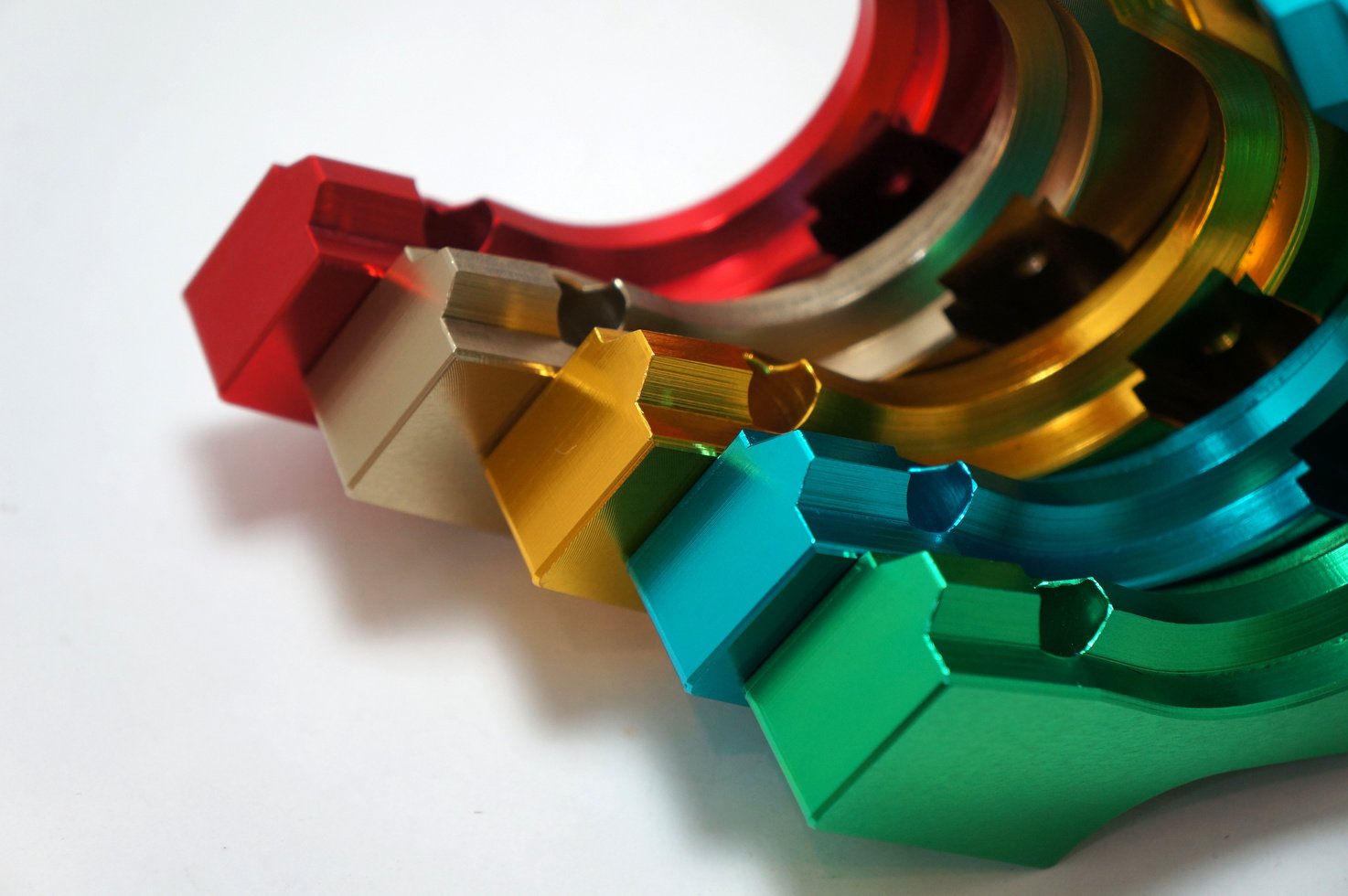 A colorful anodized aluminum parts texture design. CNC parts.